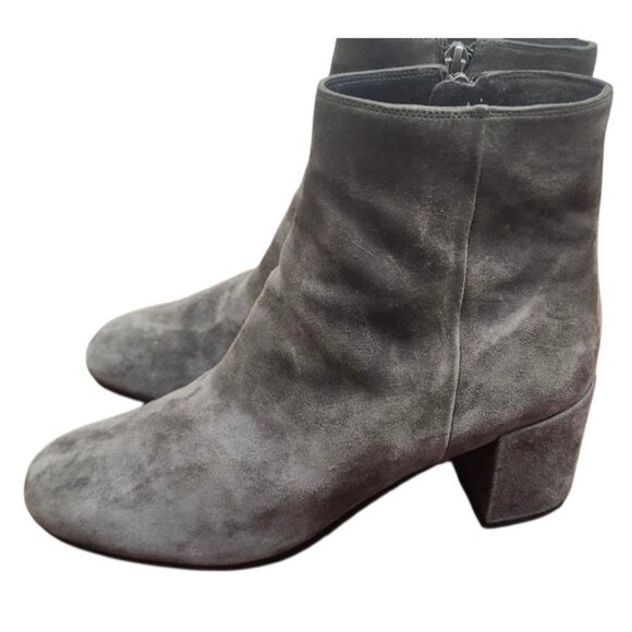 Vince Gray Suede Ankle Boots Women’s Size 9M EUR 39 Block Heel Zip Booties - Picture 5 of 14